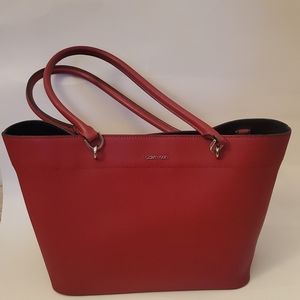 CALVIN KLEIN Large Red Tote Bag